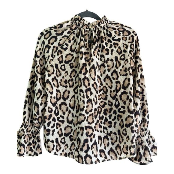 Leopard Print Bell Cuff Blouse Size S - Picture 4 of 6